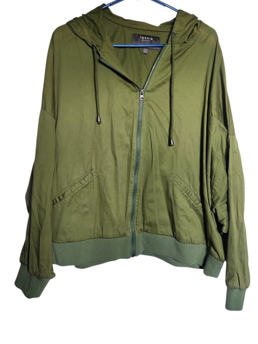 Torrid Olive Green Hooded Zip-Up Jacket 2X